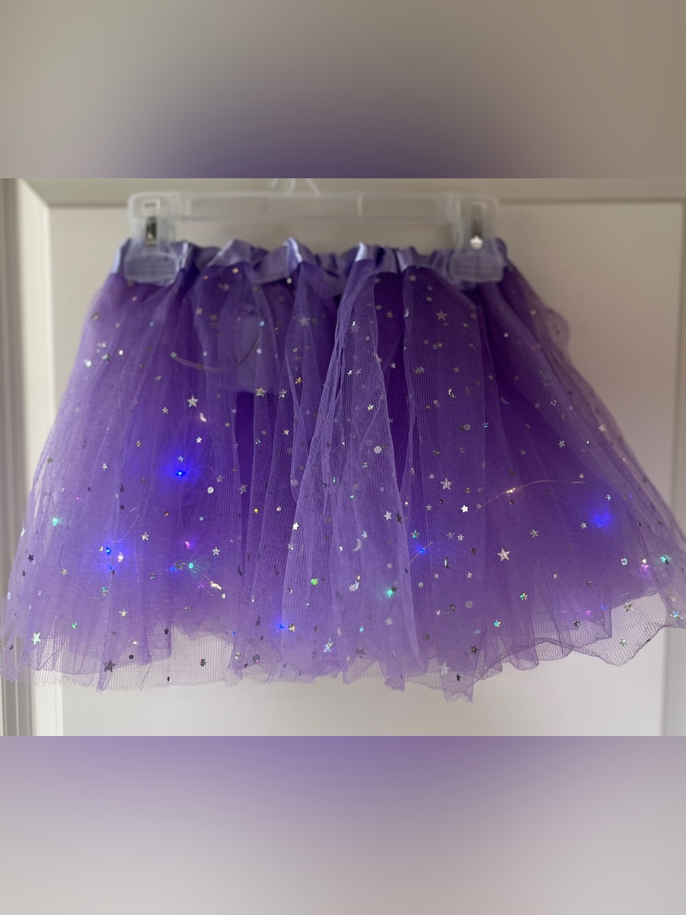 Kids Purple LED Light-Up Tutu Sequin Skirt for Party, Marathon, Neon, Costume